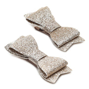 Girls Gold Glitter Bow Hair Clips Pack of 2 Hair Accessories