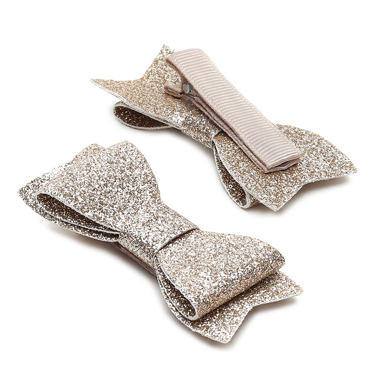 Girls Gold Glitter Bow Hair Clips Pack of 2 Hair Accessories