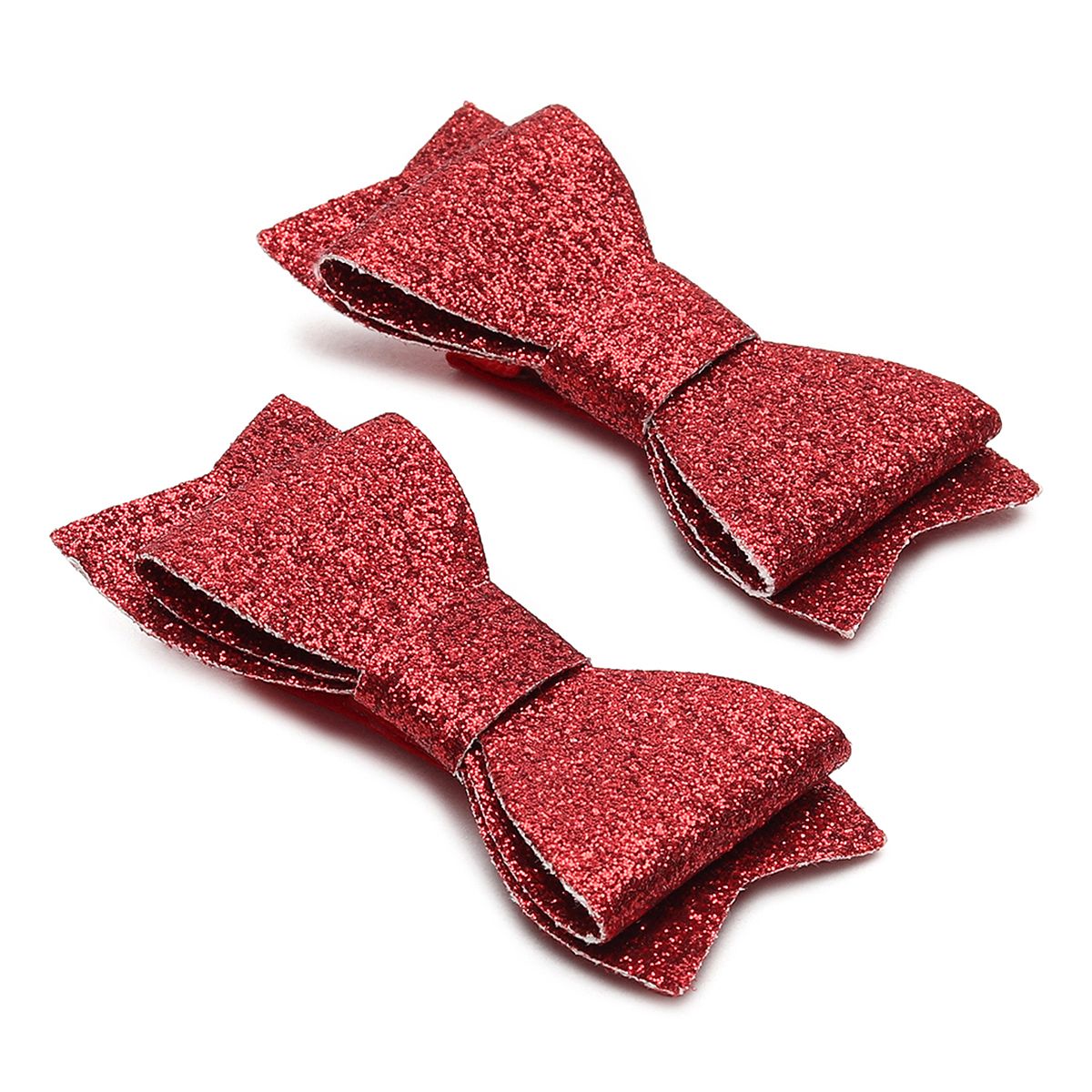 Girls Red Glitter Bow Hair Clips Pack of 2 Hair Accessories