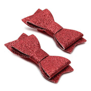 Girls Red Glitter Bow Hair Clips Pack of 2 Hair Accessories