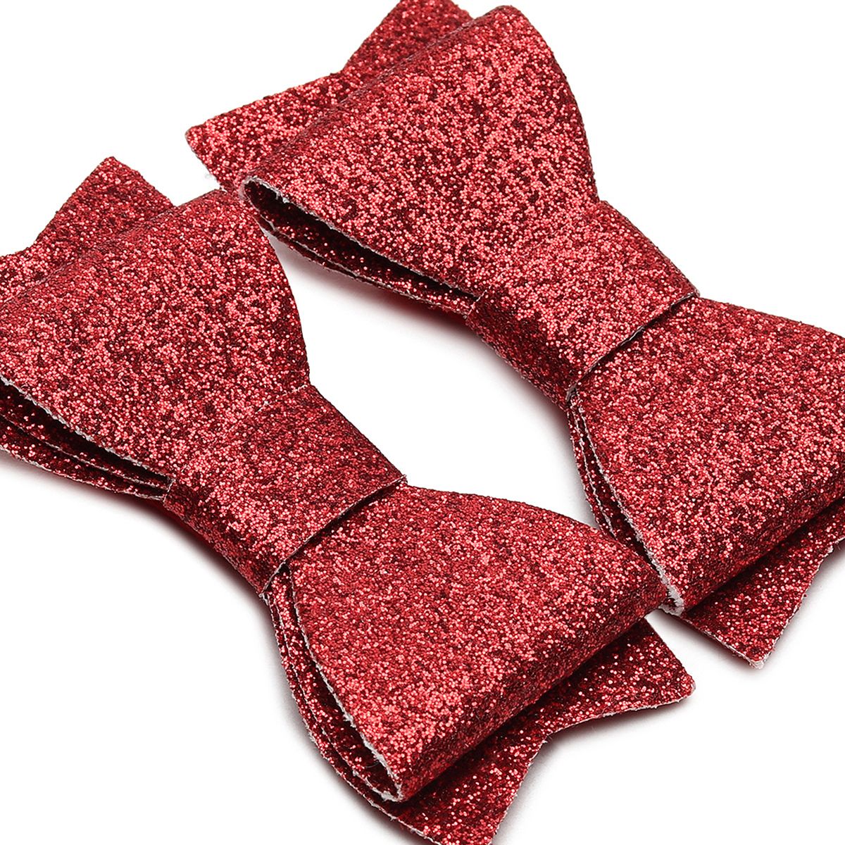 Girls Red Glitter Bow Hair Clips Pack of 2 Hair Accessories