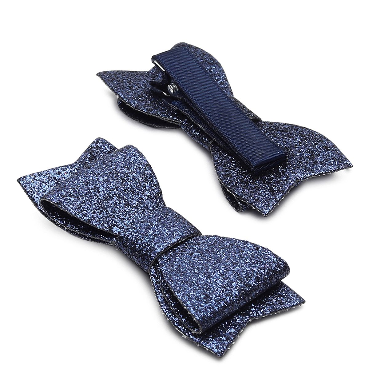 Girls Navy Blue Glitter Bow Hair Clips Pack of 2 Hair Accessories