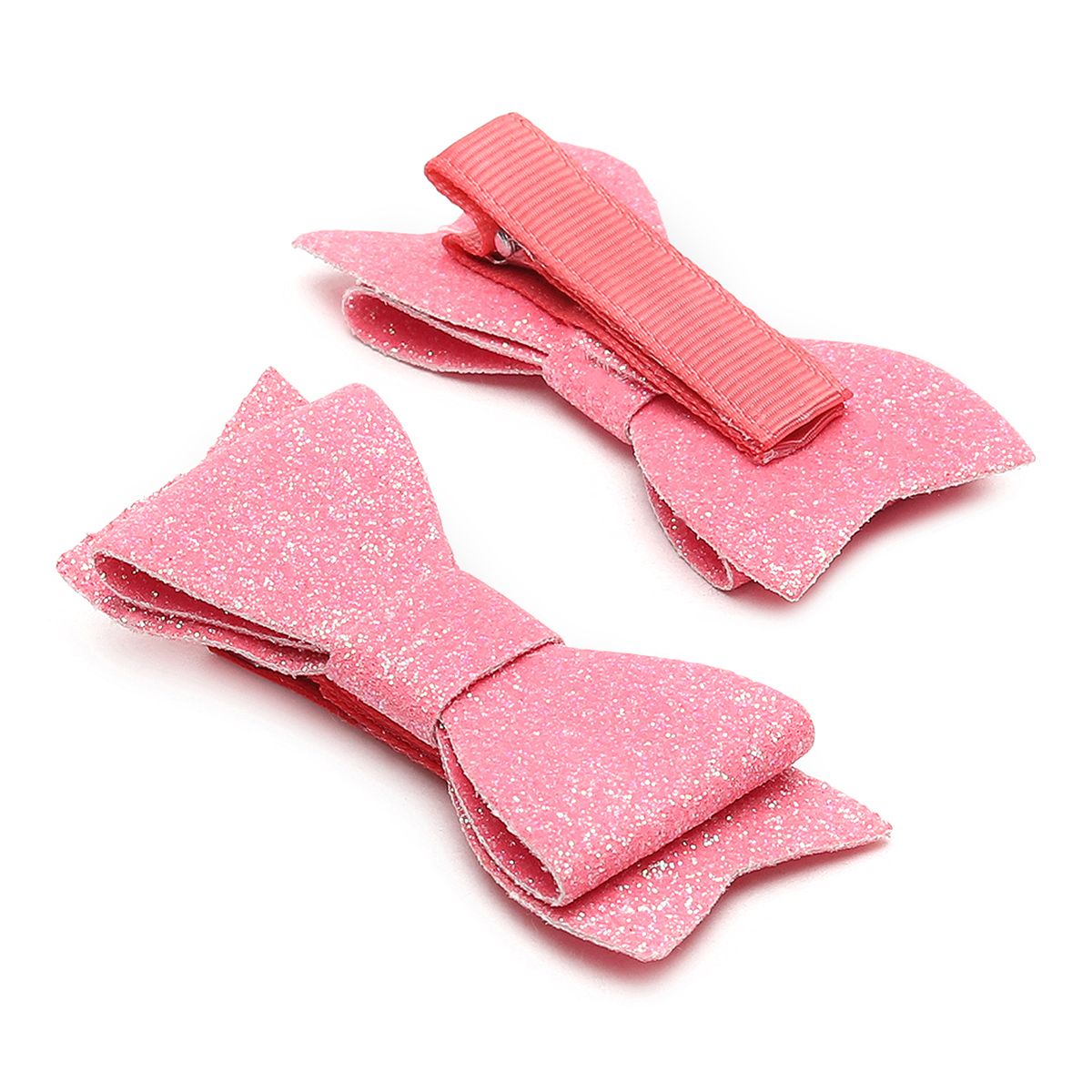 Girls Pink Glitter Bow Hair Clips Pack of 2 Hair Accessories