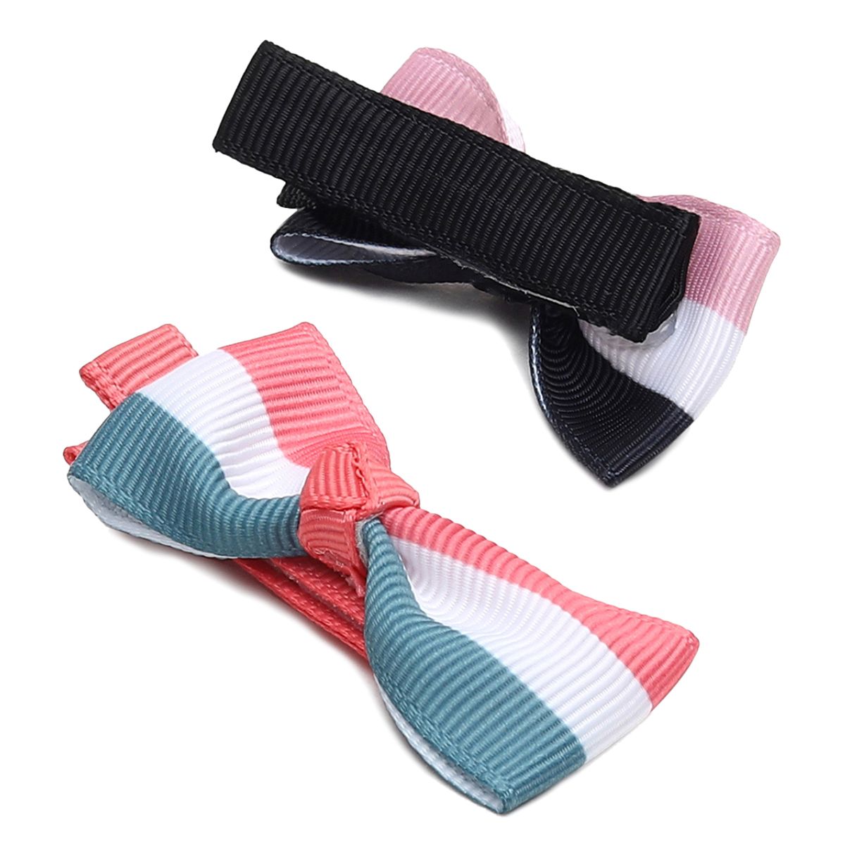 Girls Striped Bow Hair Clips Pack of 2 Hair Accessories