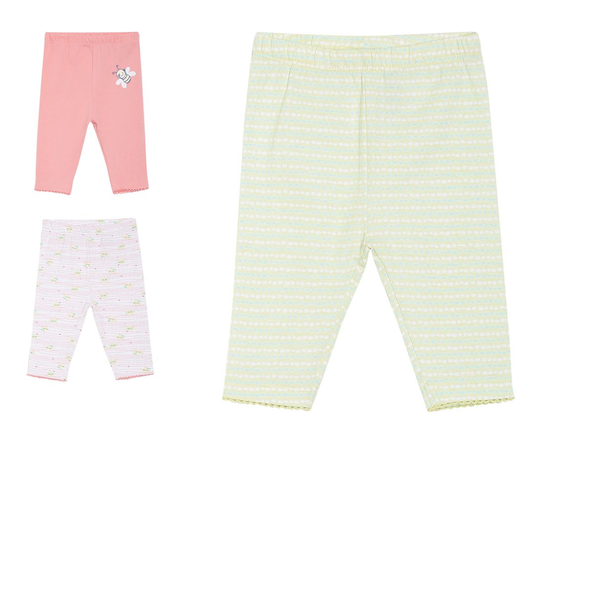 Pack of 3 capris - light green for 0-3 Months