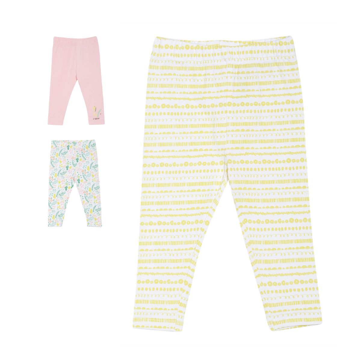 Pack of 3 legging - white & light green for 0-3 Months