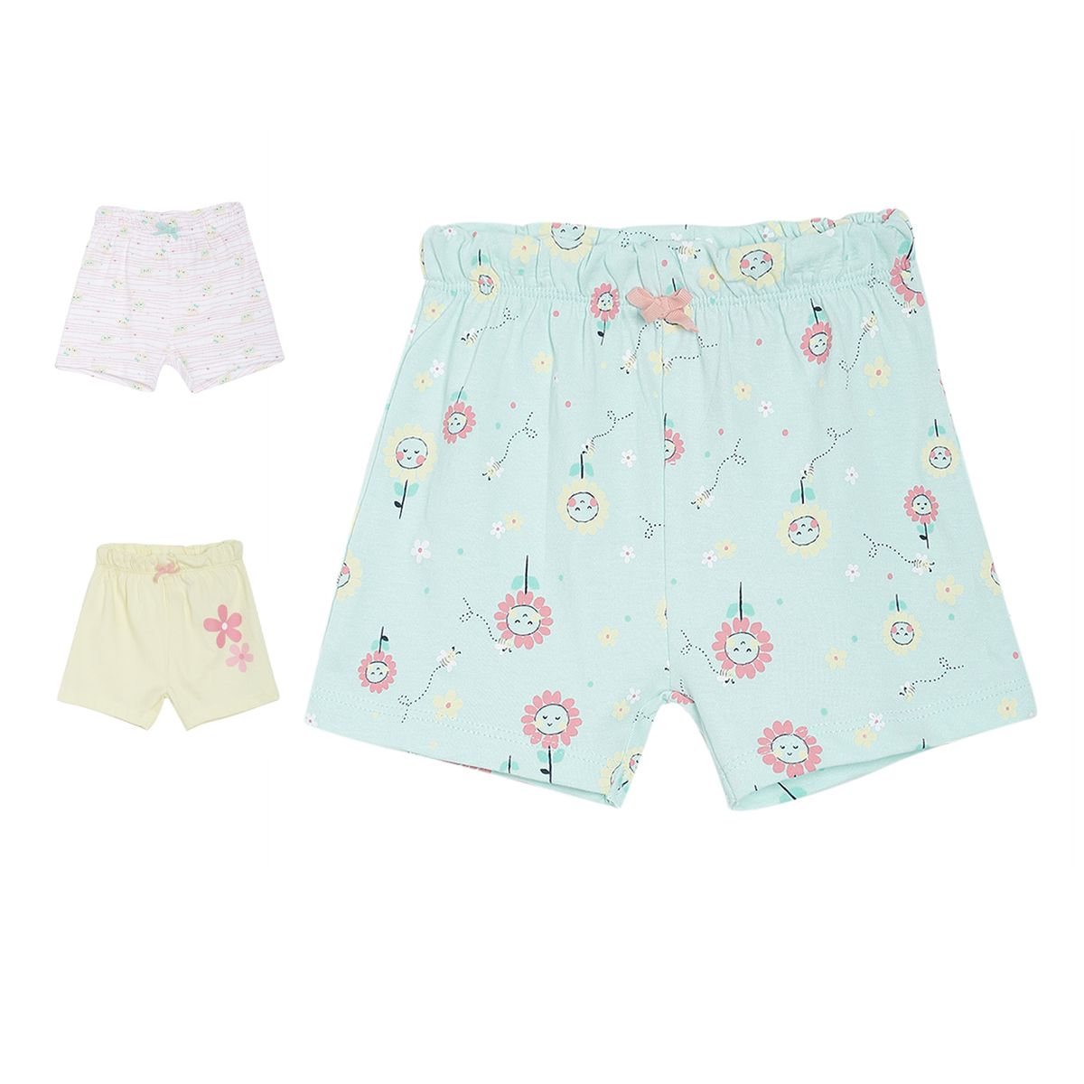 Pack of 3 shorts - turquoise green for 0-3 Months