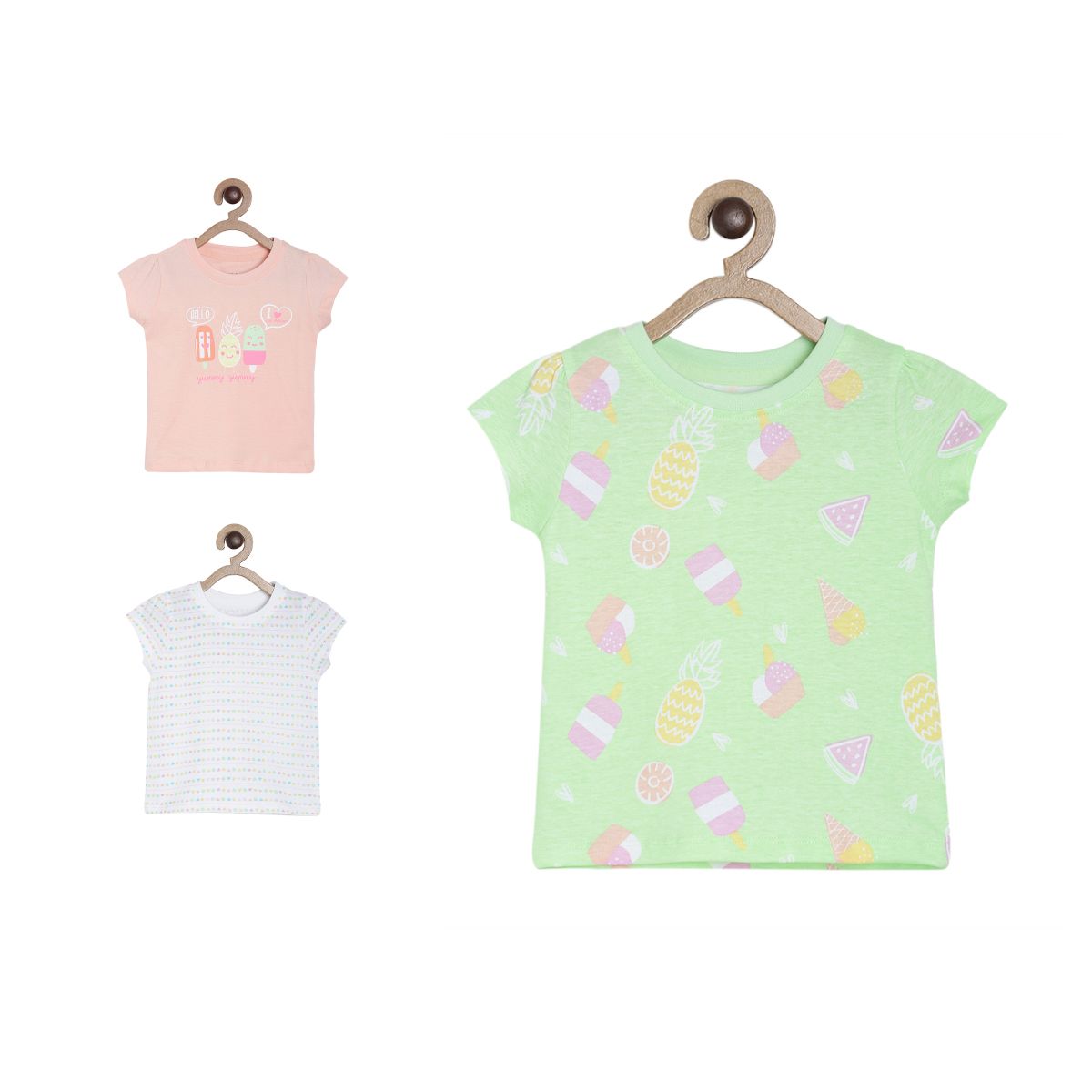 Pack of 3 t- shirts - green for 0-3 Months