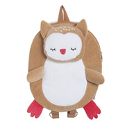 Baby Unisex Brown and White Corduroy Owl Character Backpack Pack of 1 Adjustable Strap Travel Bag