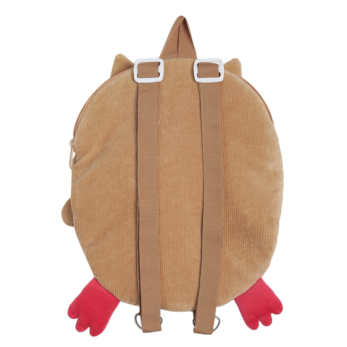 Baby Unisex Brown and White Corduroy Owl Character Backpack Pack of 1 Adjustable Strap Travel Bag