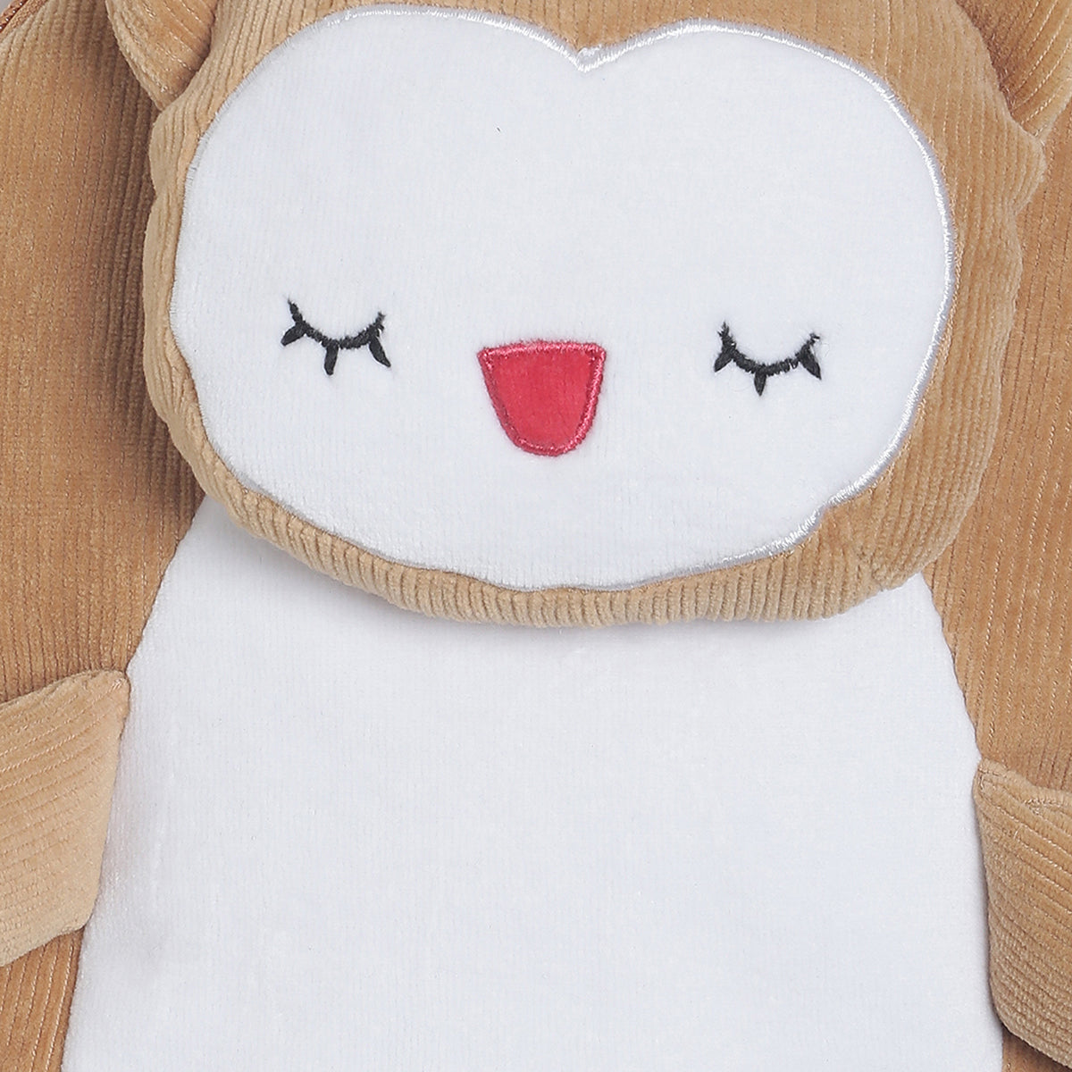 Baby Unisex Brown and White Corduroy Owl Character Backpack Pack of 1 Adjustable Strap Travel Bag
