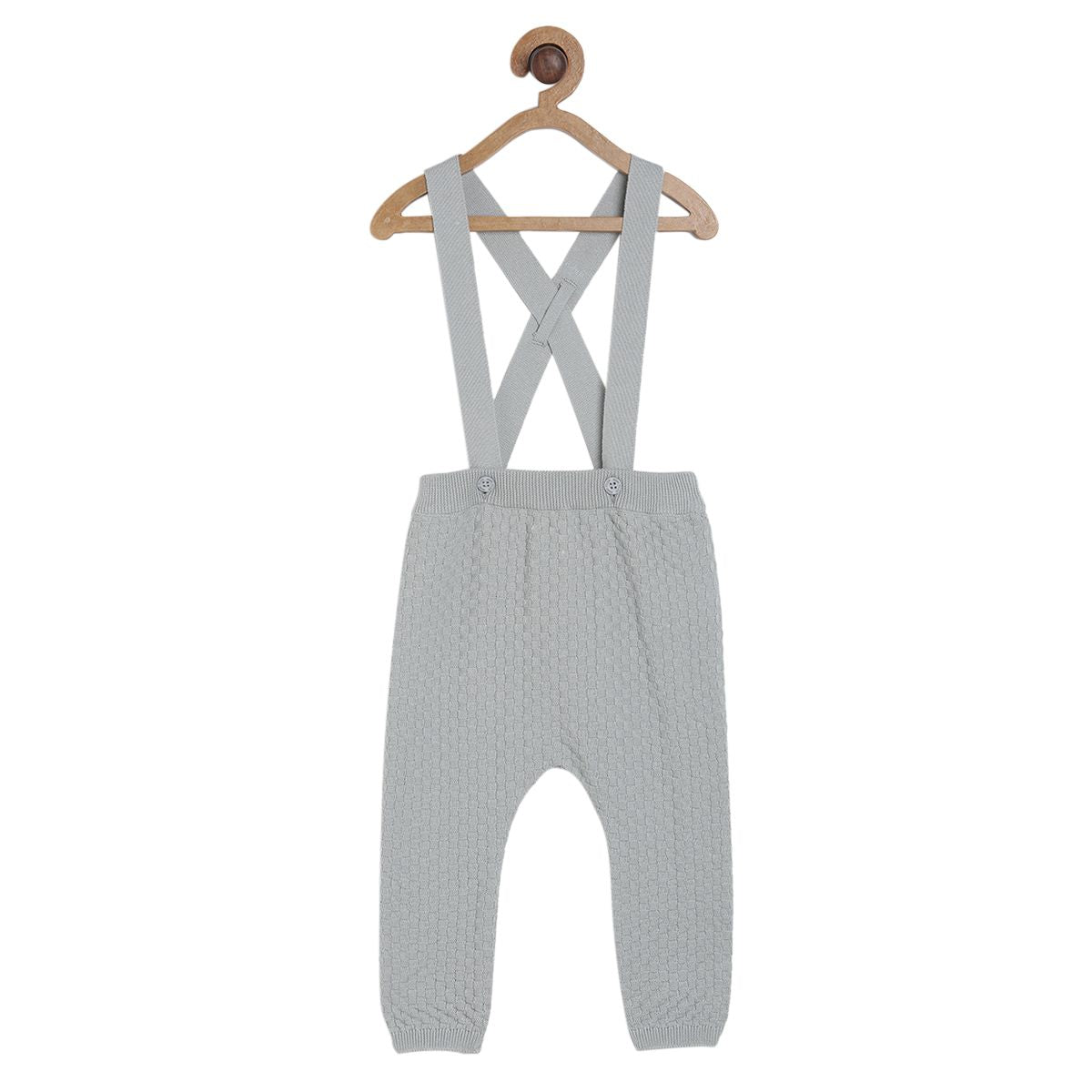 Pack of 2 knit dungaree set - white & grey for 3-6 Months