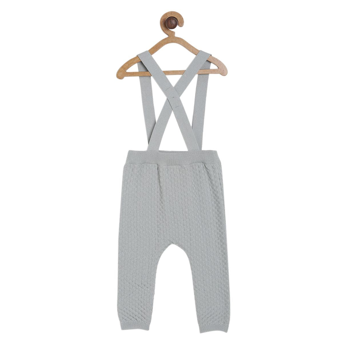 Pack of 2 knit dungaree set - white & grey for 3-6 Months