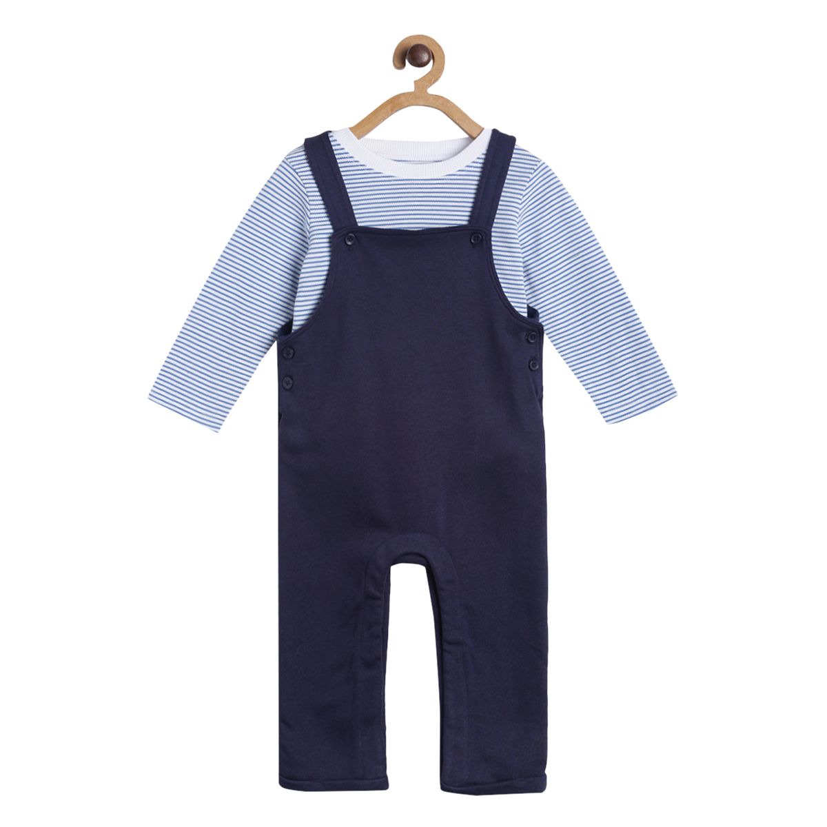 Pack of 2 dungaree set - sky blue & navy blue for 3-6 Months