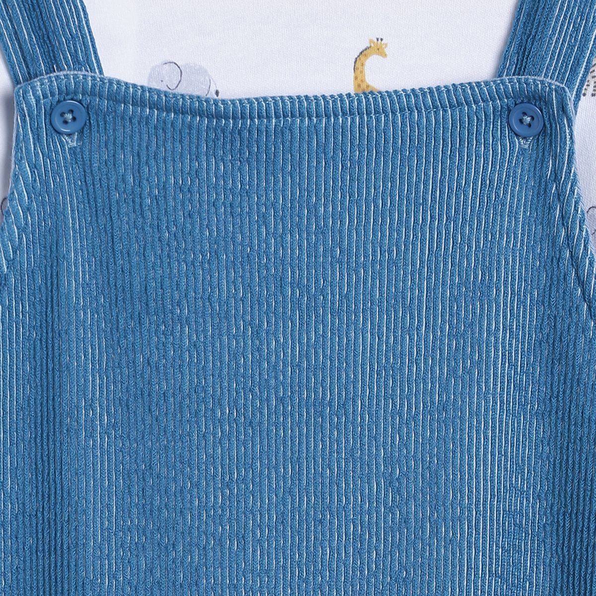 Pack of 2 dungaree set - white & blue for 3-6 Months