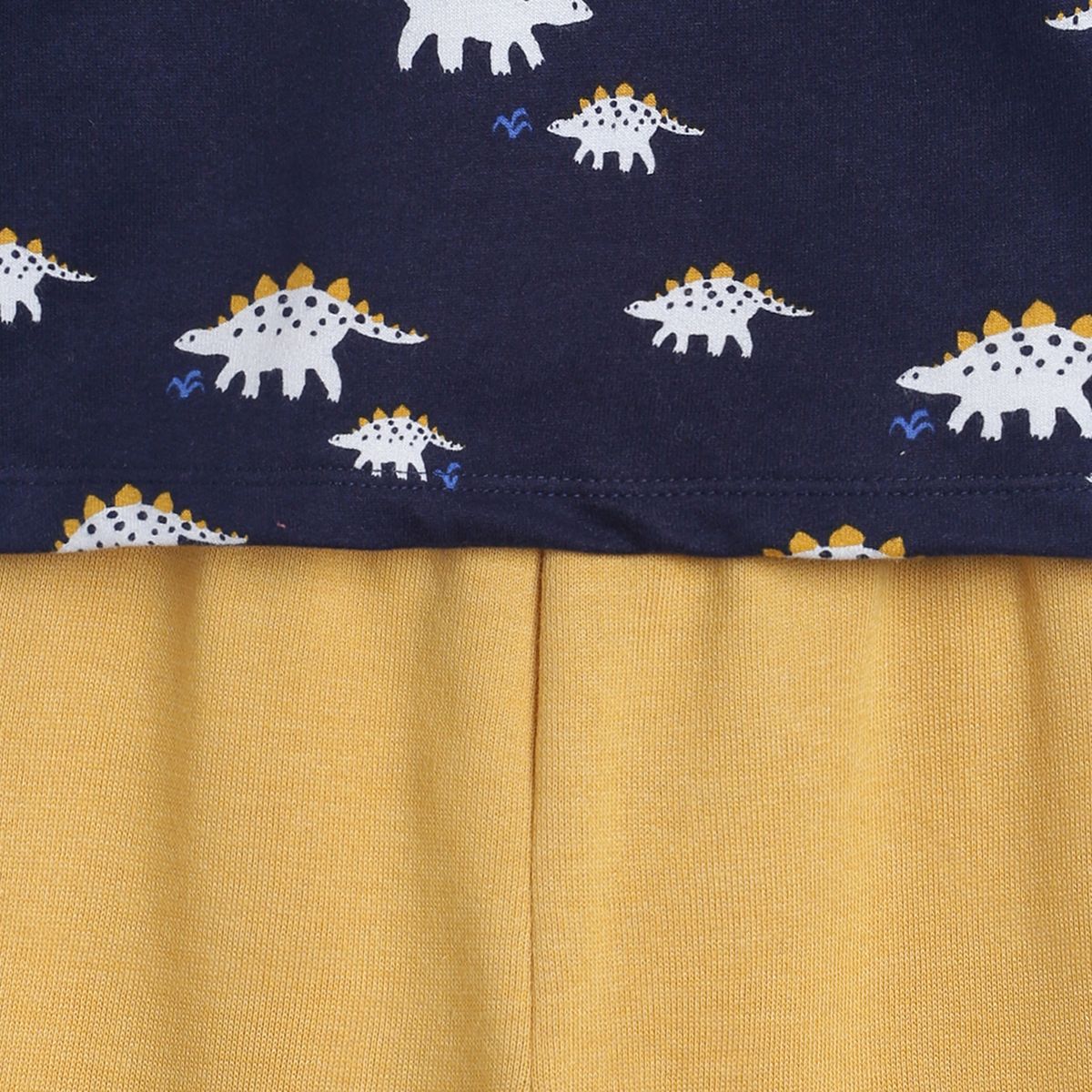 Pack of 2 t-shirt and knit bottom - navy blue & golden brown for 0-3 Months