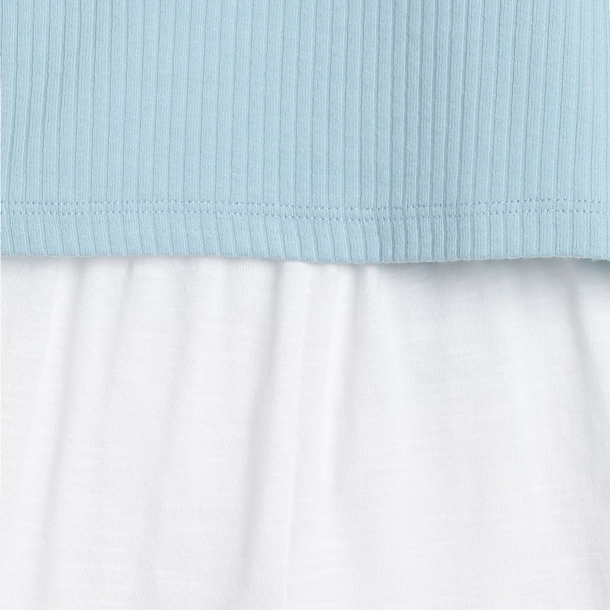 Pack of 2 t-shirt and knit bottom - sky blue & white for 0-3 Months