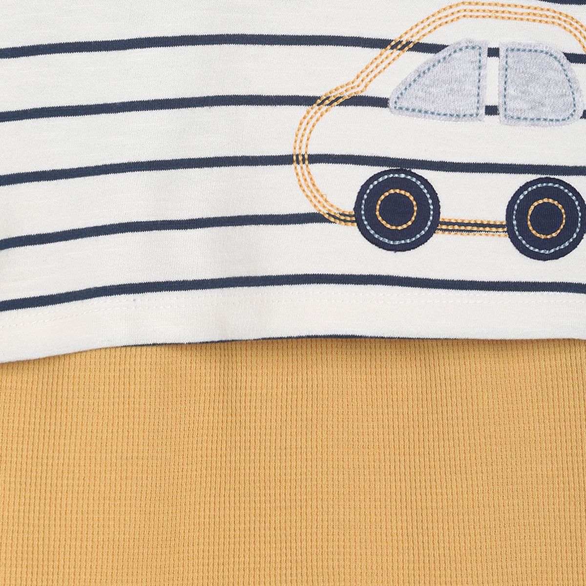 Pack of 2 t-shirt and knit bottom set - white & light brown for 0-3 Months