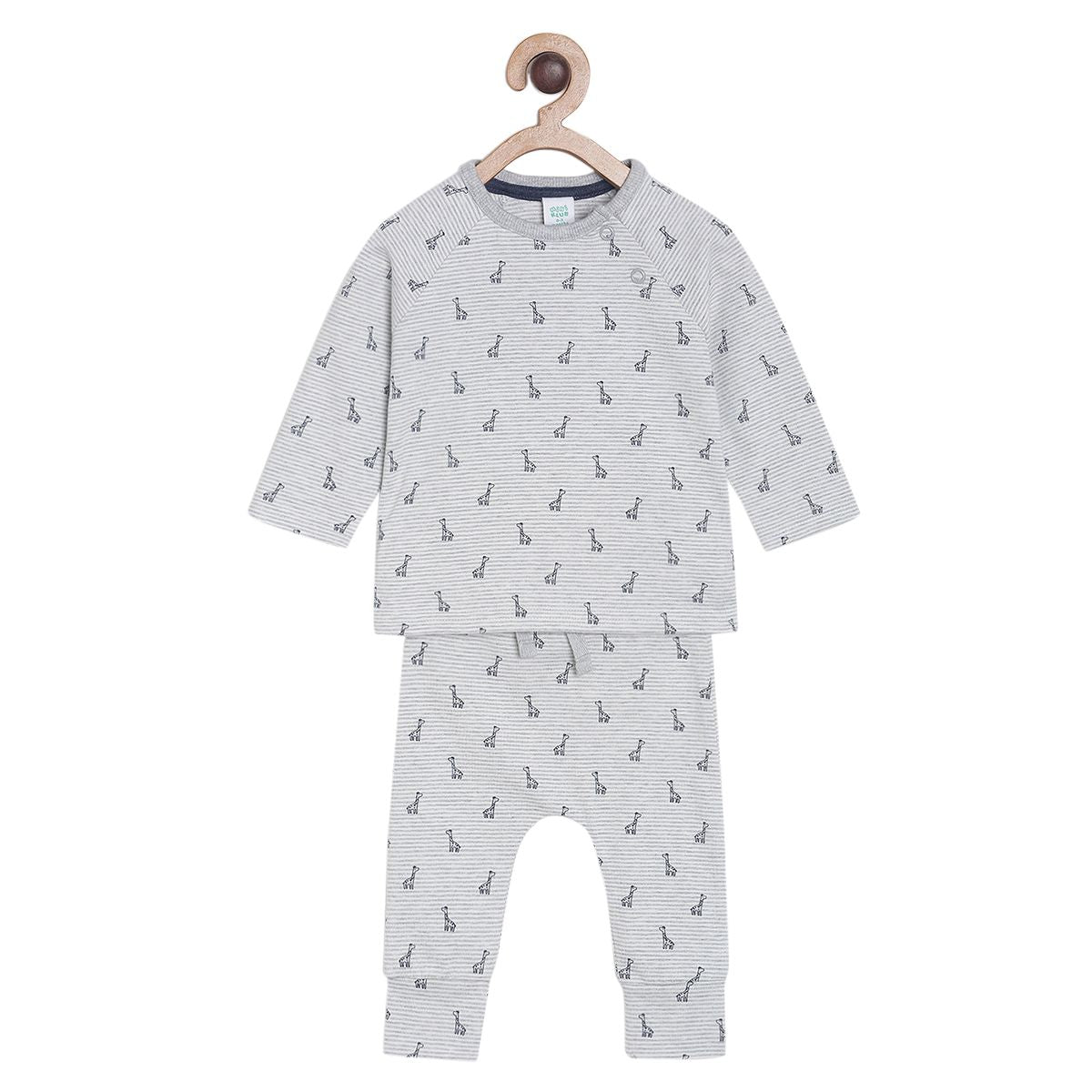 Pack of 2 knit tee and knit bottom - grey for New Born