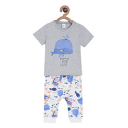 Pack of 2 t-shirt and bottom - grey & white for 0-3 Months