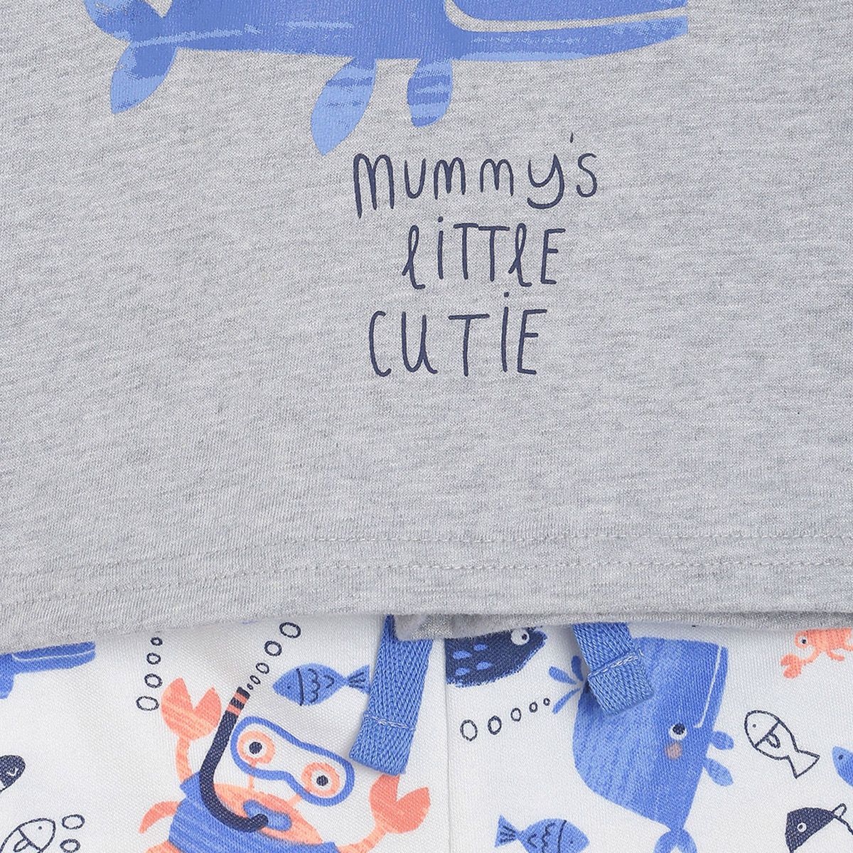 Pack of 2 t-shirt and bottom - grey & white for 0-3 Months