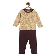 Pack of 2 t-shirt and knit bottom - light brown & choclate brown for 0-3 Months