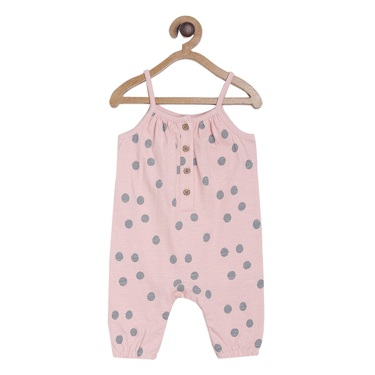 Baby Girls Polka Dot Dungaree Set with T-Shirt, Pink and White