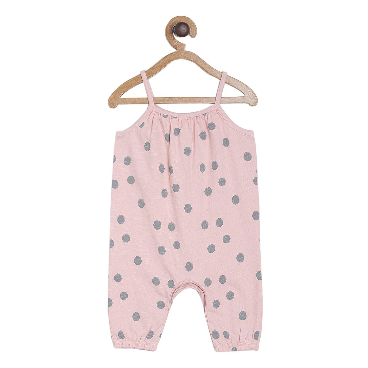 Baby Girls Polka Dot Dungaree Set with T-Shirt, Pink and White