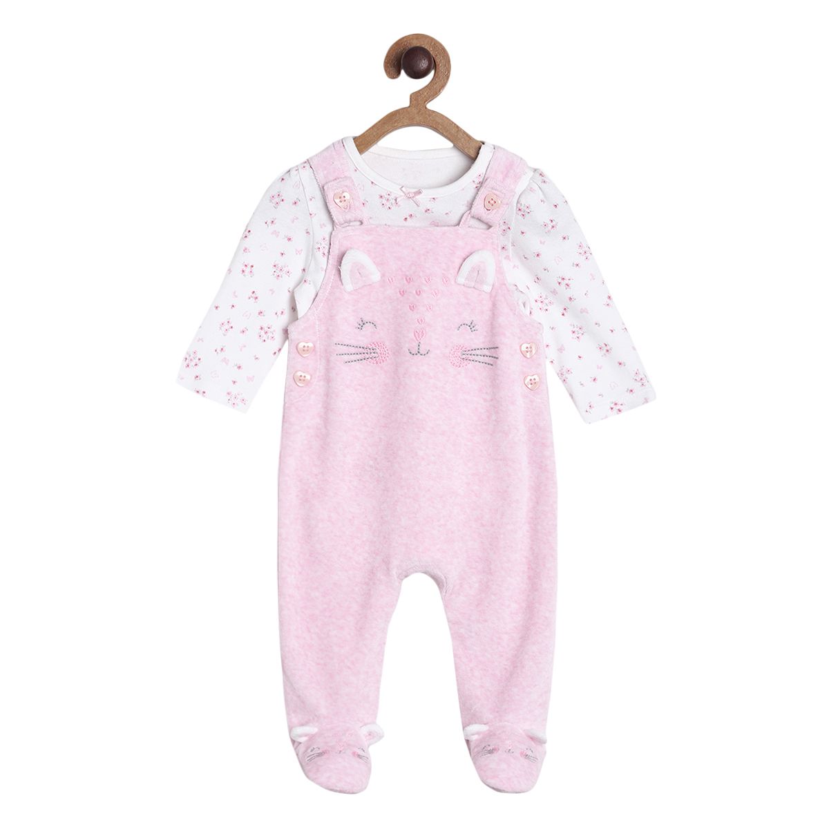 Girls Pink Dungaree Set