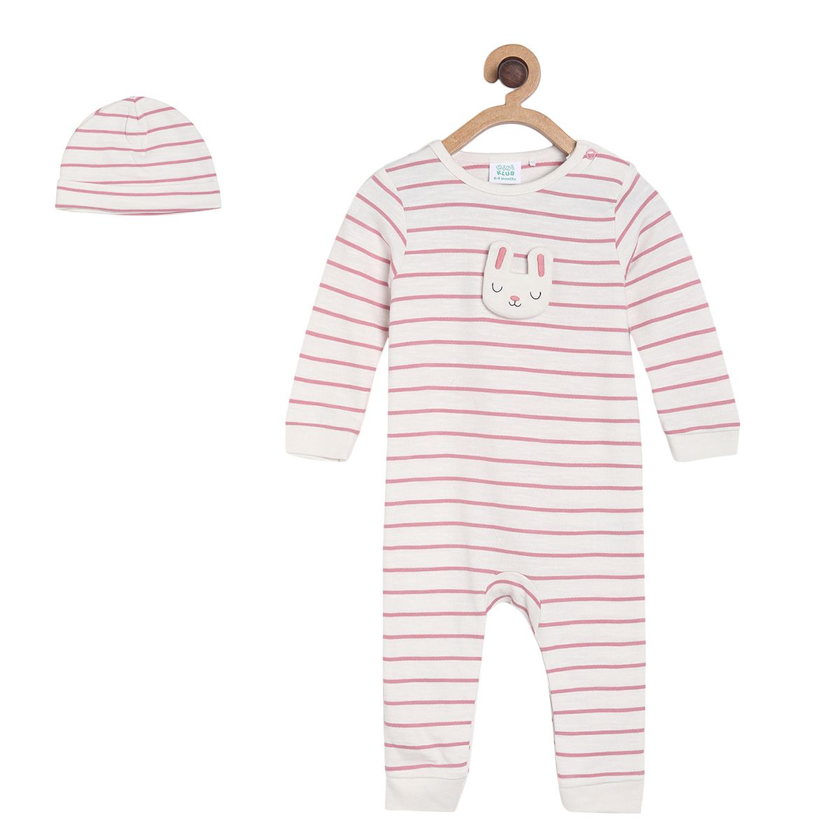 Pack of 2 romper with cap  - white & pink for New Born