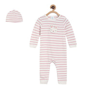 Pack of 2 romper with cap  - white & pink for New Born