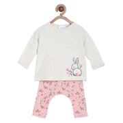 Pack of 2 top & knit bottom - light grey & baby pink for 0-3 Months