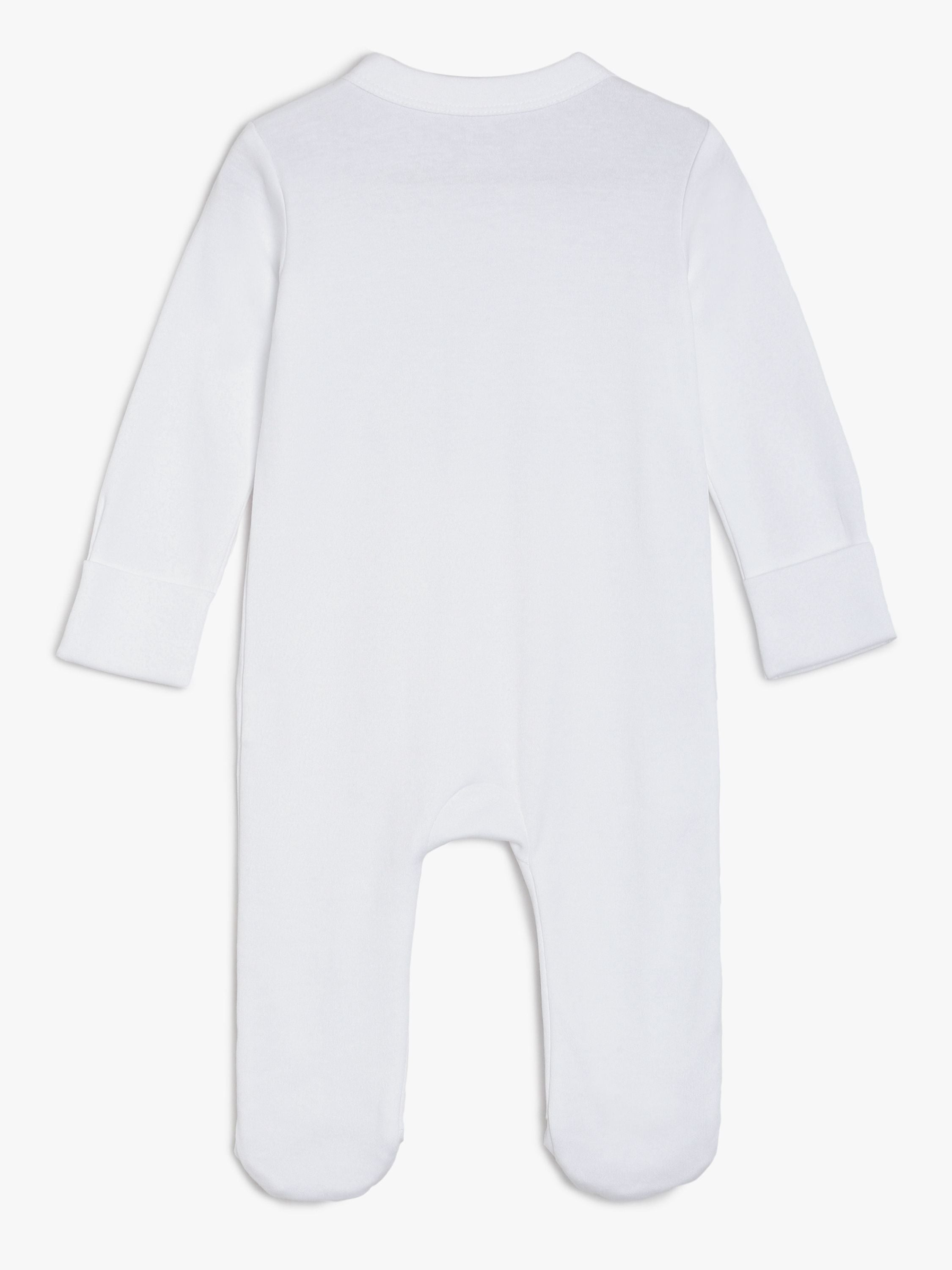 Baby Unisex White Cotton Zebra Print Full Sleeve Footed Sleepsuit