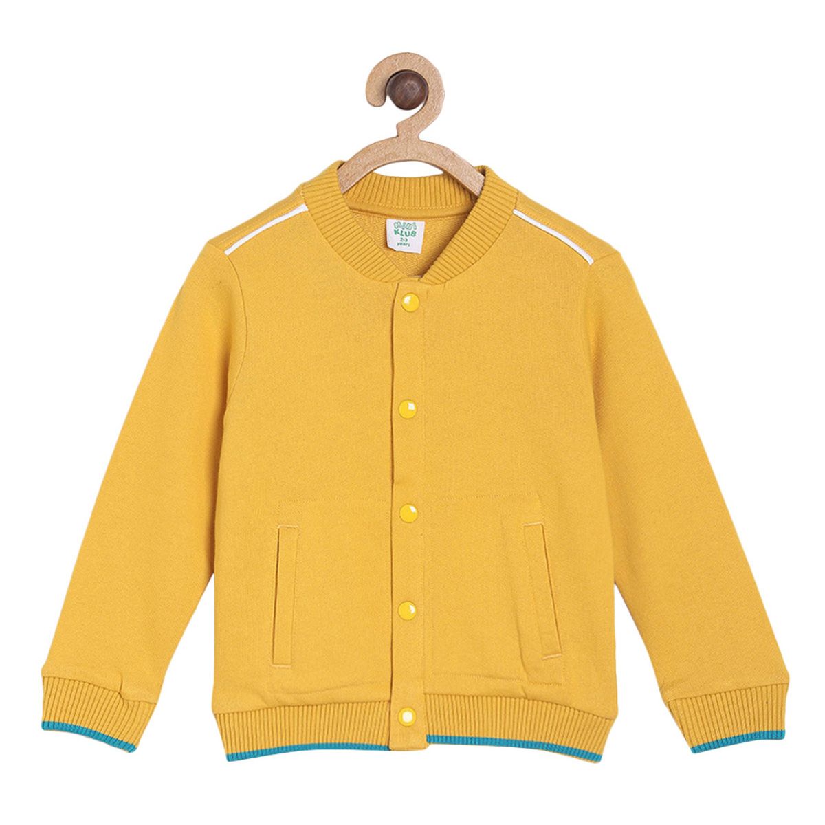 Baby Boys Solid Full Sleeve Jacket, Yellow