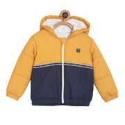 Pack of 1 woven jacket - golden yellow & navy blue for 3-6 Months