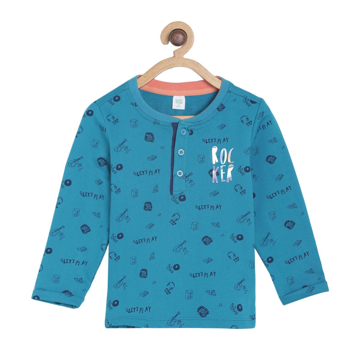 Baby Boys Printed Full Sleeve T-Shirt, Blue