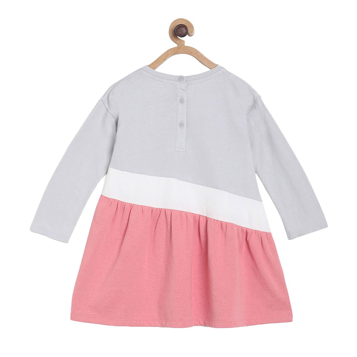 Pack of 1 knit dress - light grey & baby pink for 3-6 Months