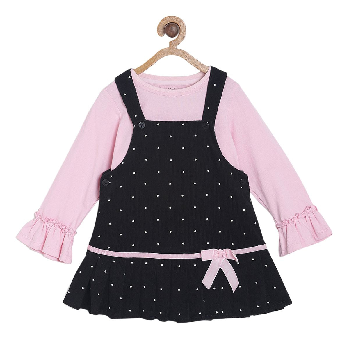 Pack of 2 woven pinny set - black for 3-6 Months