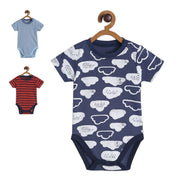 Pack of 3 bodysuit - dark blue & white for New Born