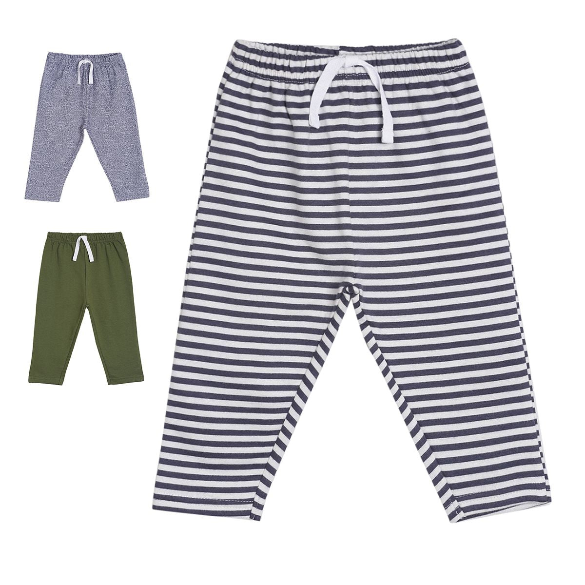 Pack of 3 knit bottom - dark blue & white for 0-3 Months
