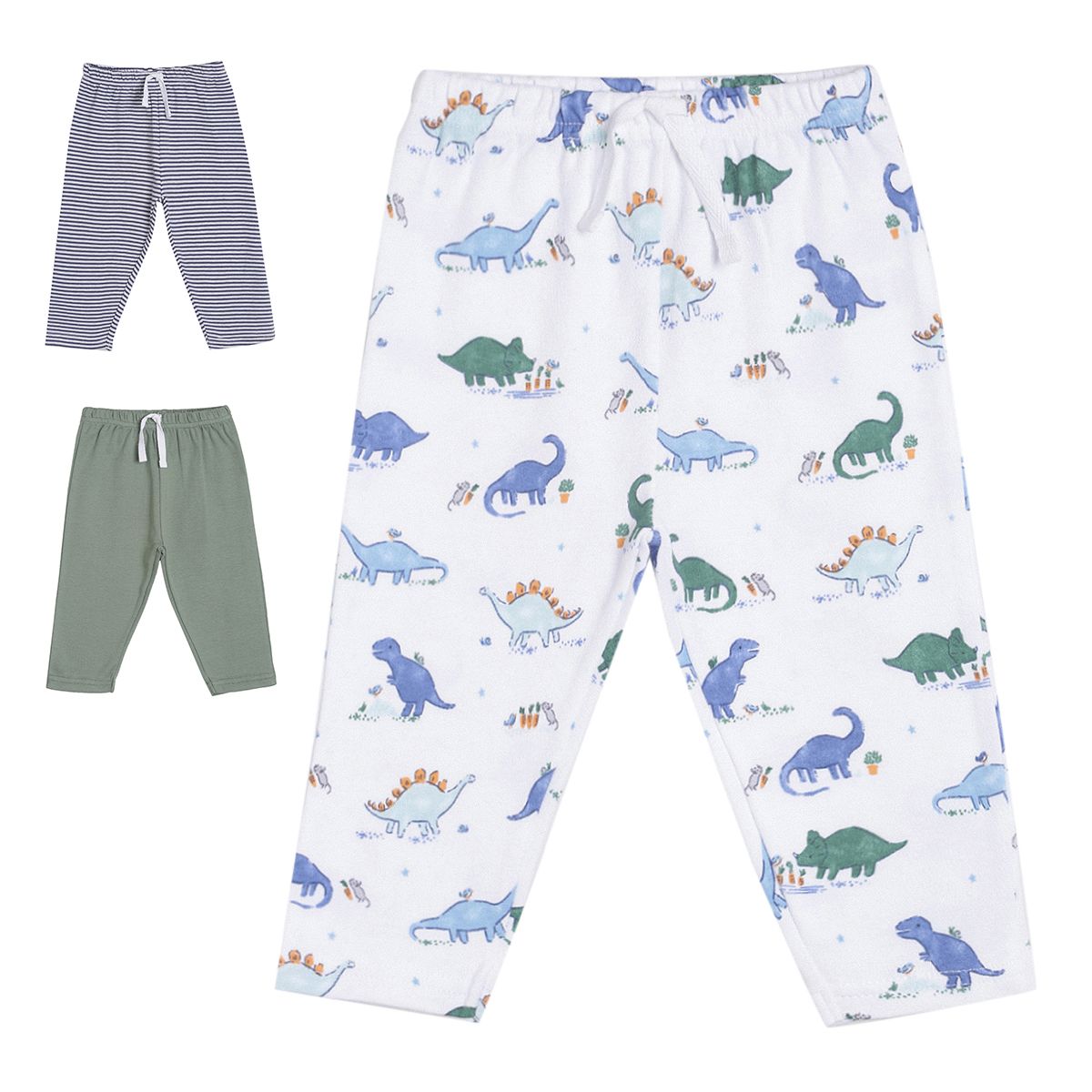Pack of 3 knit bottom - white & sky blue for 0-3 Months