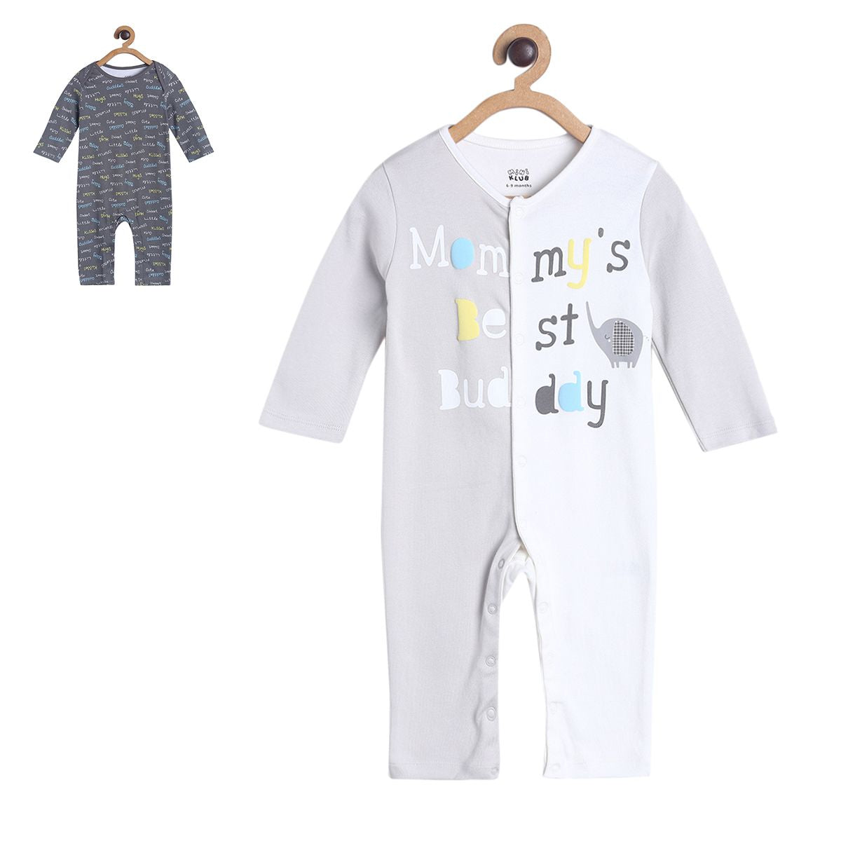 Pack of 2 rompers - light purple & white for New Born