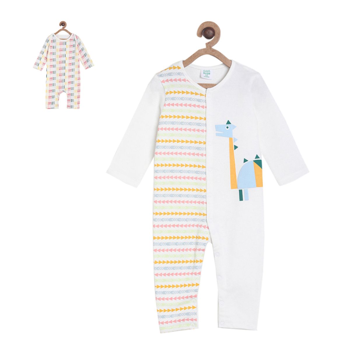 Pack of 2 rompers - white & light beige for New Born