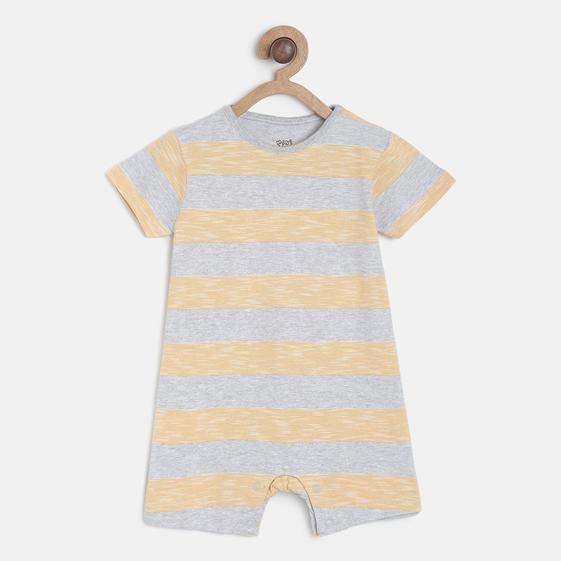 Baby Boys Grey & Yellow Cotton Printed Rompers Pack of 2 Regular Fit Casual Rompers