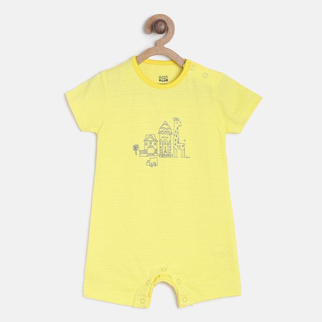 Baby Boys Yellow & Grey Cotton Printed Rompers Pack of 2 Regular Fit Casual Rompers