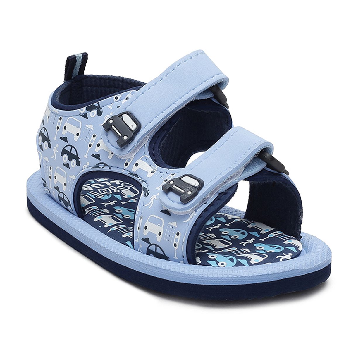 Baby Boys Printed Hard Sole Sandals, Blue