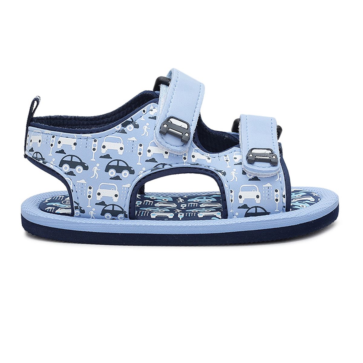 Baby Boys Printed Hard Sole Sandals, Blue
