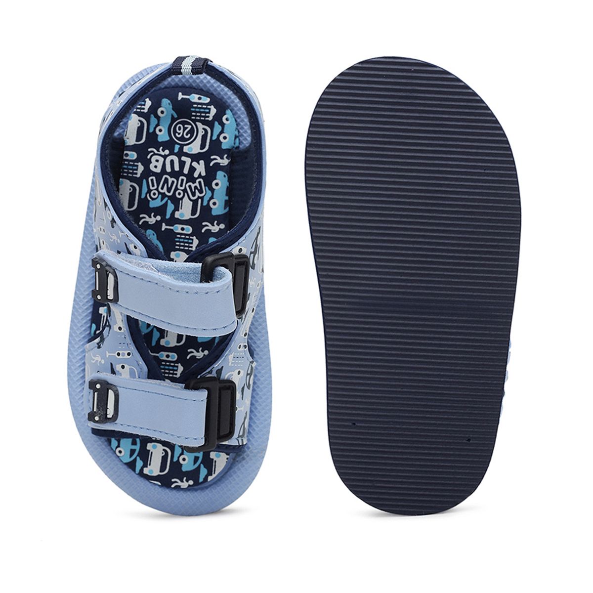 Baby Boys Printed Hard Sole Sandals, Blue