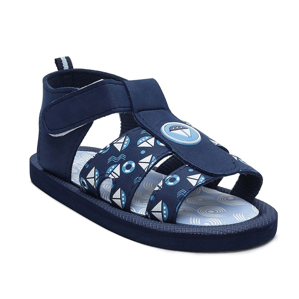 Baby Boys Navy Blue Nautical Printed Sandals Pack of 1 Pair Hook-and-Loop Casual Footwear