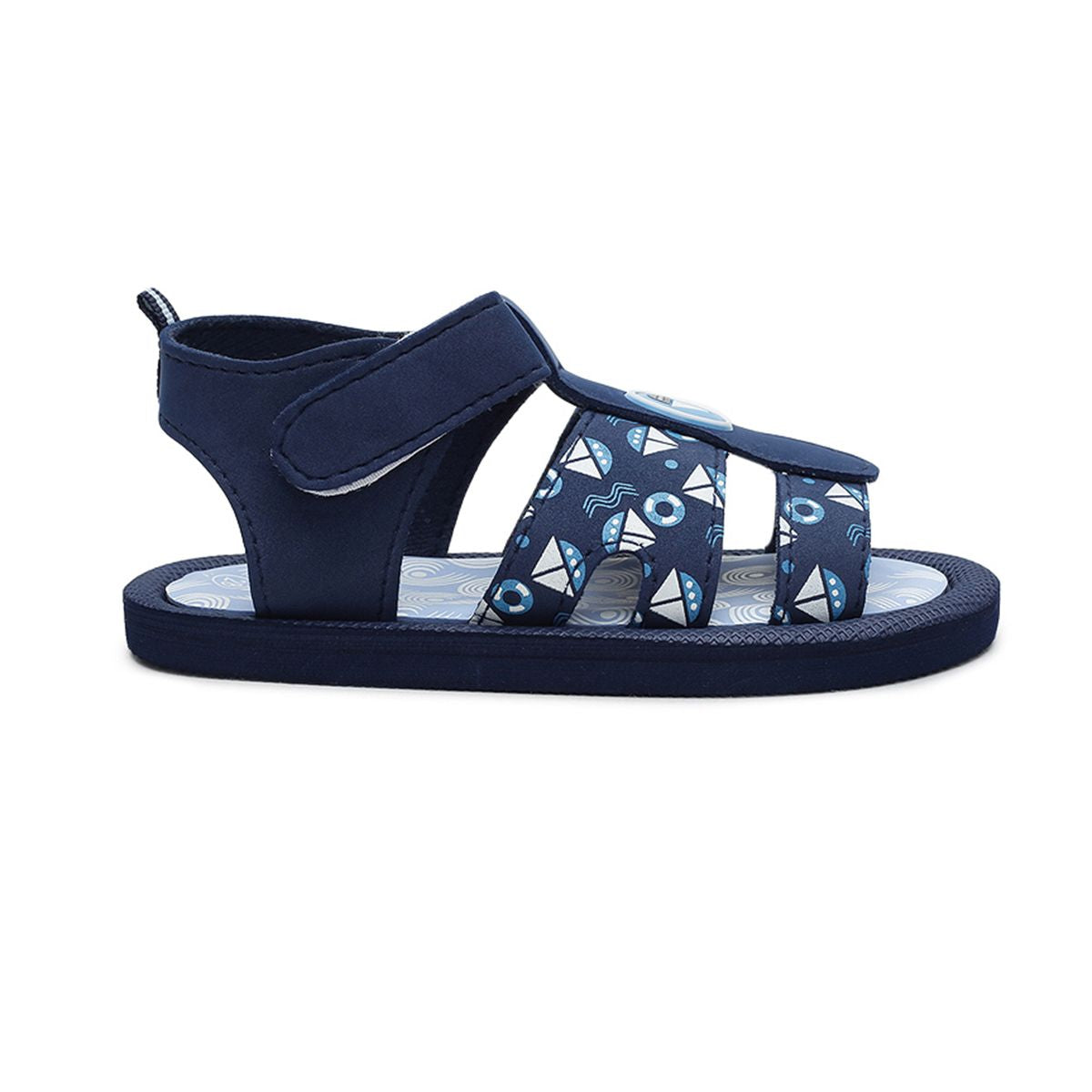 Baby Boys Navy Blue Nautical Printed Sandals Pack of 1 Pair Hook-and-Loop Casual Footwear